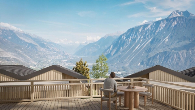 p140c2 villa mitoyenne C2 3.5 pièces Duplex terrasse jardin vue Mollens Respect Ozonne Mike, Crans-Montana promotion chalet Villa mitoyenne Villa mitoyenne, 3.5 pièces, 110.50 m2  CHF 789'000.- 3974 Mollens VS